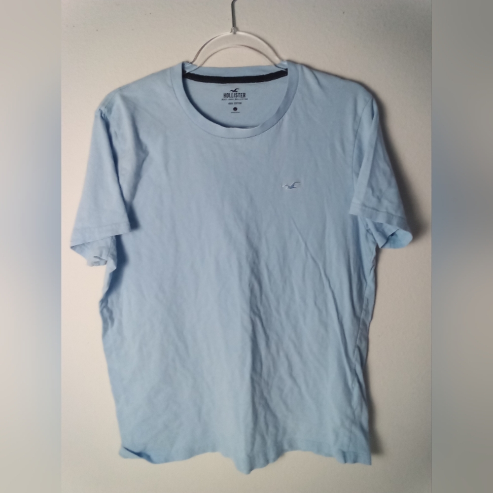 Hollister Mens Must Have Tee Classic Crew LightBlue Cotton Size L